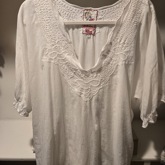 Johnny Was White Lace V-neck Blouse. Size Large - Picture 9 of 9